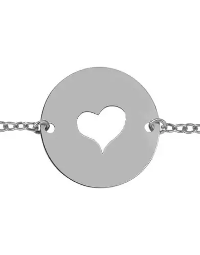 Bracelet Femme Rond Ajouré Cœur Personnalisable sur Chaîne