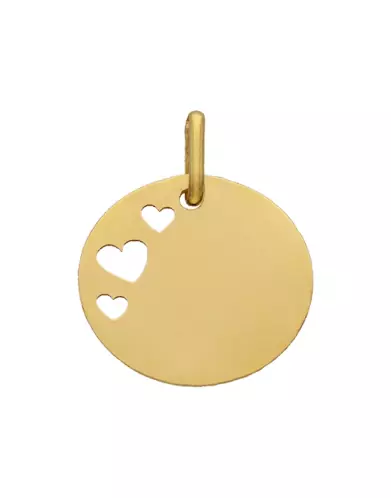Médaille Ronde Ajourée Cœurs en Or à Personnaliser Taille M
