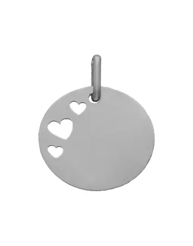 Médaille Ronde Ajourée Cœurs en Or à Personnaliser Taille M