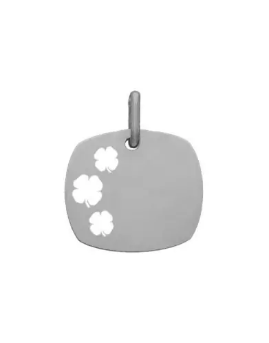 Médaille Carrée Ajourée Trèfles en Or à Personnaliser Taille S