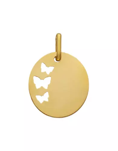 Médaille Ovale Ajourée Papillons en Or Personnalisable Taille S