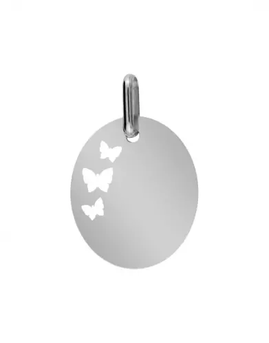 Médaille Ovale Ajourée Papillons à personnaliser Taille M