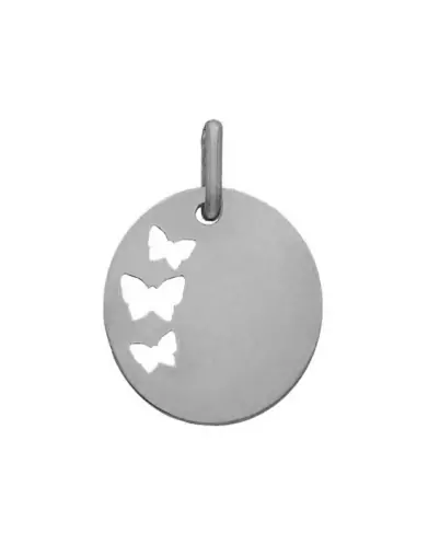 Médaille Ovale Ajourée Papillons en Or Personnalisable Taille S