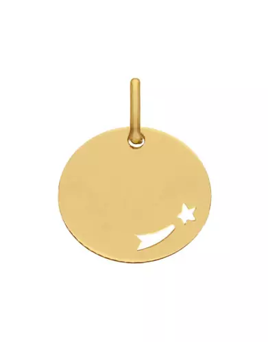 Médaille Ronde Ajourée Étoile Filante en Or Personnalisable Taille M