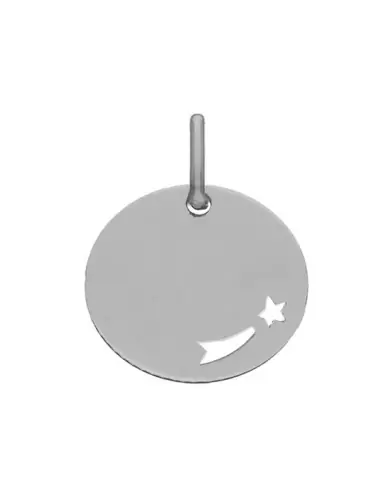 Médaille Ronde Ajourée Étoile Filante en Or Personnalisable Taille M