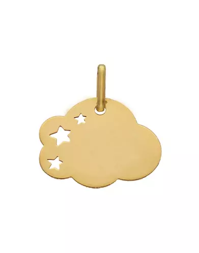 Médaille Nuage Ajourée Étoiles en Or Personnalisable Taille M