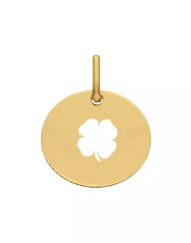Médaille Ronde Ajourée Trèfle en Or Personnalisable Taille S