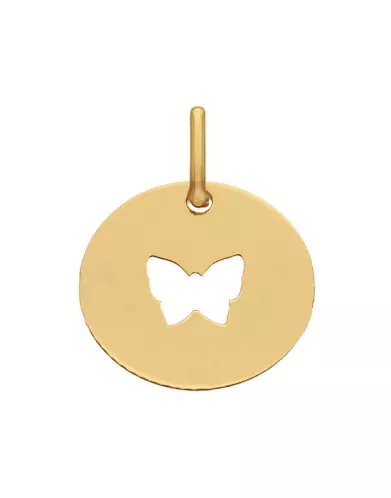 Médaille Ronde Ajourée Papillon en Or Personnalisable Taille S