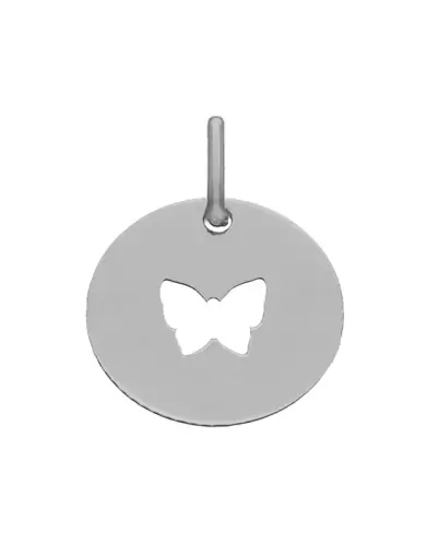 Médaille Ronde Ajourée Papillon en Or Personnalisable Taille S
