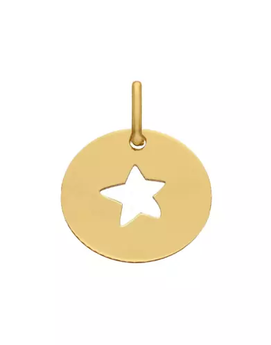 Médaille Ronde Ajourée Étoile en Or Personnalisable Taille S