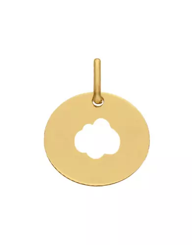 Médaille Ronde Ajourée Nuage en Or Personnalisable Taille S