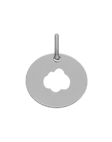 Médaille Ronde Ajourée Nuage en Or Personnalisable Taille S
