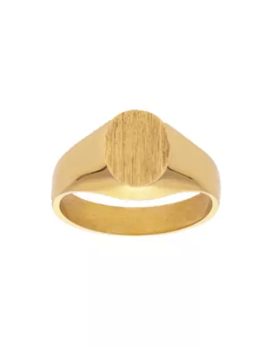 Chevalière Ovale Blason Femme en Or 18K Massif à Personnaliser