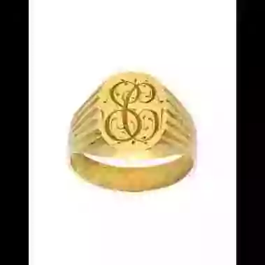 Chevalière Ovale Or Monogramme Godrons image cachée