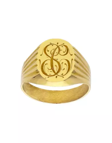 Chevalière Ovale Or Monogramme Godrons