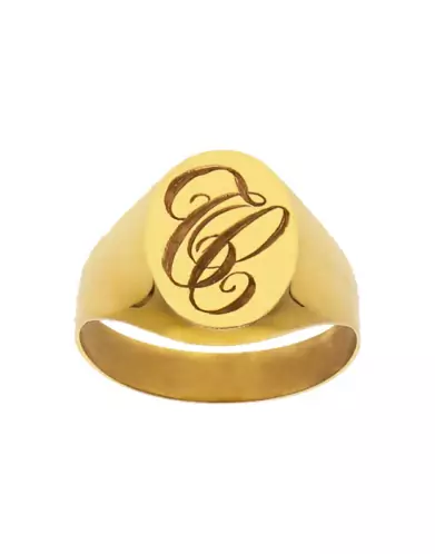 Chevalière Ovale Or Monogramme