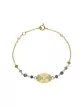 Bracelet Cœur Soleillé en Or Jaune 18K avec Pierres Bleues et Vertes