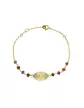 Bracelet Cœur Soleillé en Or Jaune 18K avec Pierres Roses et Violettes