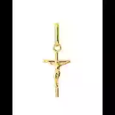Croix Bâton Christ en Or image cachée