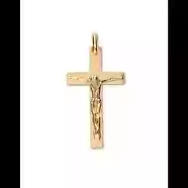 Croix Christ en Or image cachée