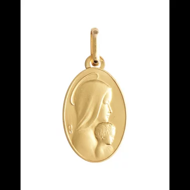 Médaille Vierge à l’Enfant Auréolée en Or Personnalisable image cachée