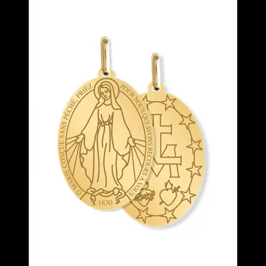 Médaille Vierge Miraculeuse Gravée en Or image cachée