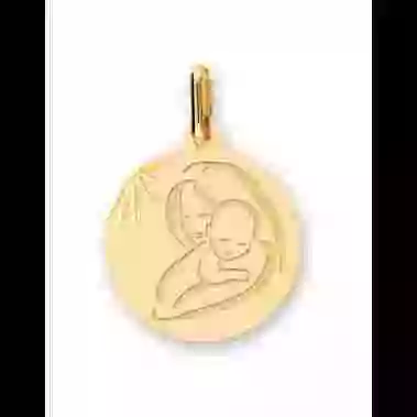 Médaille Vierge à l’Enfant Soleillée en Or Personnalisable image cachée