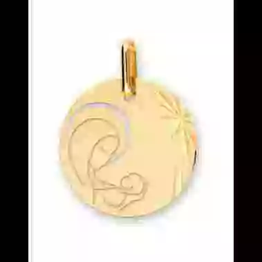 Médaille Vierge à l’Enfant Étoilée et Ajourée en Or Personnalisable image cachée