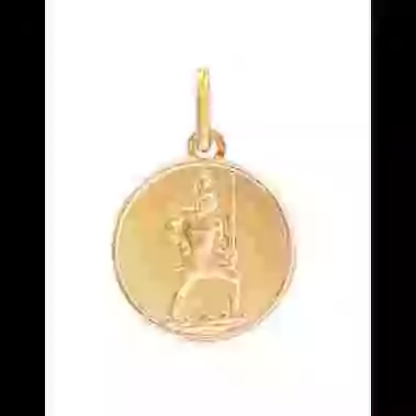 Médaille Ronde Saint Christophe en Or Personnalisable image cachée