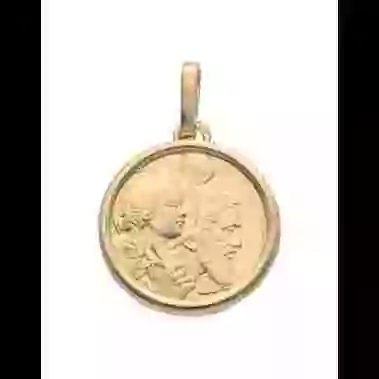Médaille Ronde Saint Christophe de Profil en Or image cachée