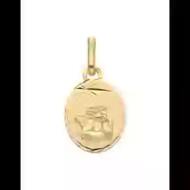 Médaille Ange Penseur Soleillée en Or Personnalisable image cachée