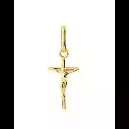 Croix B&acirc;ton Christ en Or image cachée