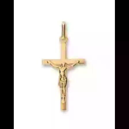 Croix Latine Christ en Or image cachée