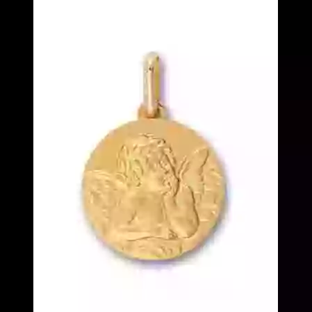 M&eacute;daille Ronde Ange Rapha&euml;l en Or Personnalisable image cachée