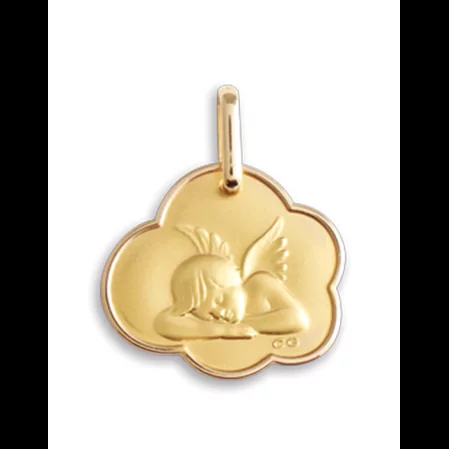 M&eacute;daille Nuage Ange qui Dort en Or Personnalisable image cachée