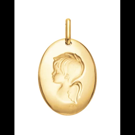 M&eacute;daille Galet Ange en Or Personnalisable image cachée