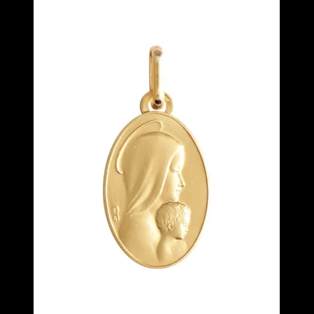 M&eacute;daille Vierge &agrave; l&rsquo;Enfant Aur&eacute;ol&eacute;e en Or Personnalisable image cachée