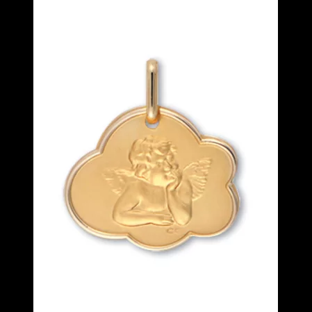 M&eacute;daille Nuage Ange Rapha&euml;l en Or Personnalisable image cachée