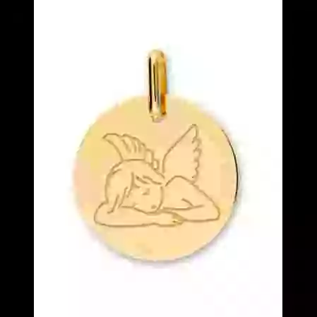 M&eacute;daille Ronde Ange qui Dort Grav&eacute; en Or Personnalisable image cachée