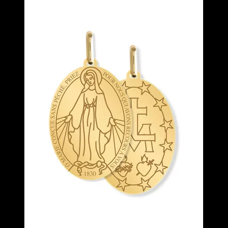 M&eacute;daille Vierge Miraculeuse Grav&eacute;e en Or image cachée
