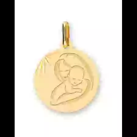 M&eacute;daille Vierge &agrave; l&rsquo;Enfant Soleill&eacute;e en Or Personnalisable image cachée