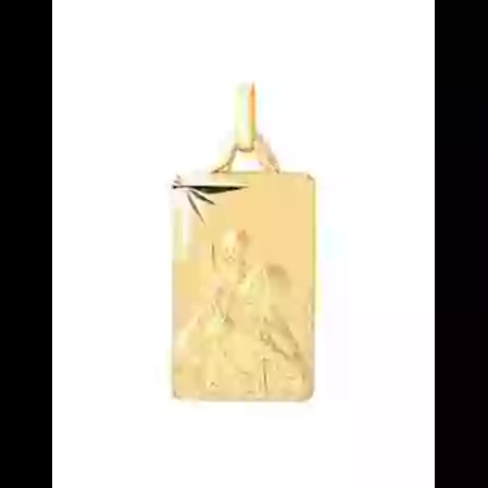 M&eacute;daille Rectangle &Eacute;toil&eacute;e Saint Christophe en Or Personnalisable image cachée