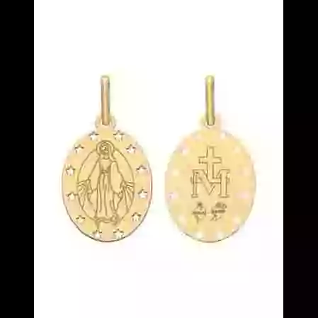 M&eacute;daille Vierge Miraculeuse Ajour&eacute;e &Eacute;toiles en Or image cachée