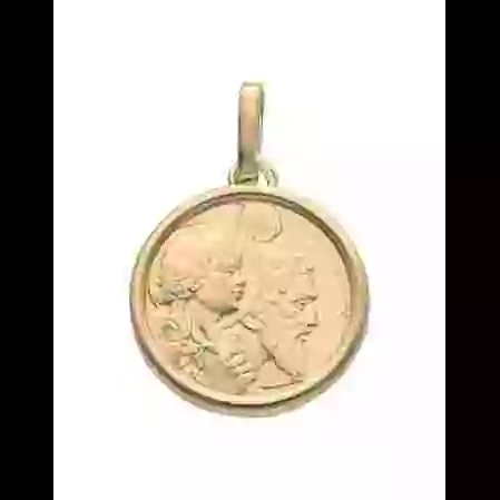 M&eacute;daille Ronde Saint Christophe de Profil en Or image cachée