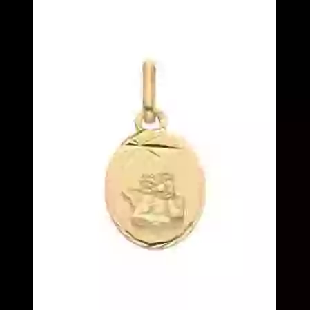 M&eacute;daille Ange Penseur Soleill&eacute;e en Or Personnalisable image cachée