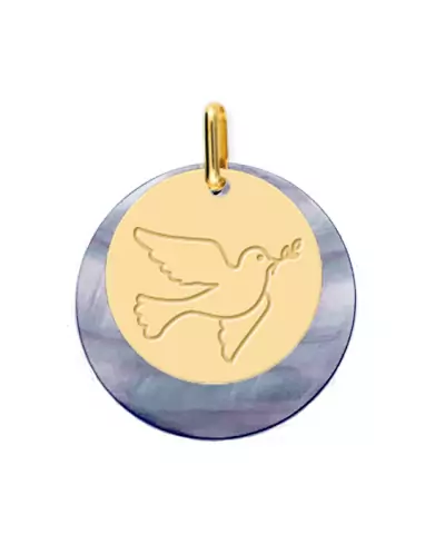 Médaille Colombe en Or et Nacre