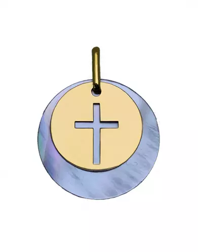 Médaille Croix Ajourée Nacre Or