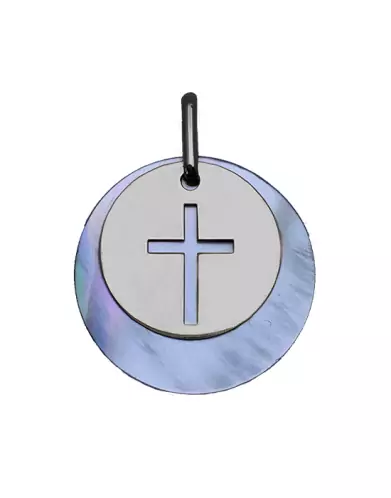 Médaille Croix Ajourée en Or et Nacre