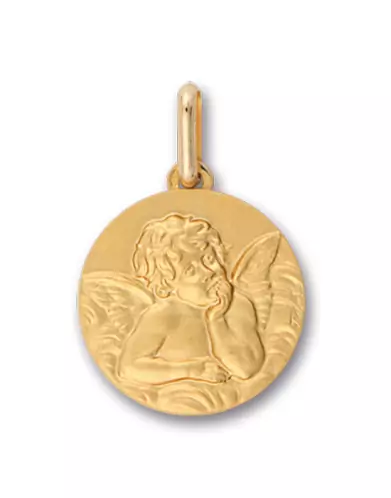 Médaille Ronde Ange Raphaël en Or Personnalisable