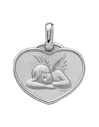 Médaille Cœur Ange qui Dort en Or Personnalisable